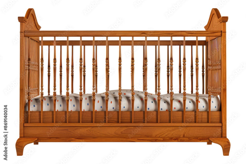 Wooden baby crib isolated on transparent background Wooden baby crib isolated on transparent background