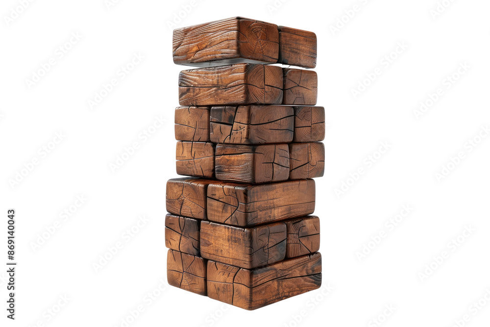 Wooden block tower isolated on transparent background Wooden block tower isolated on transparent background