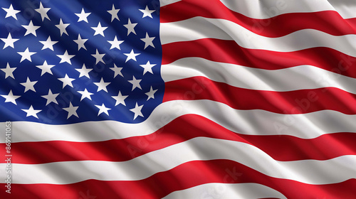 Fluttering vigorously in the breeze, the American flag