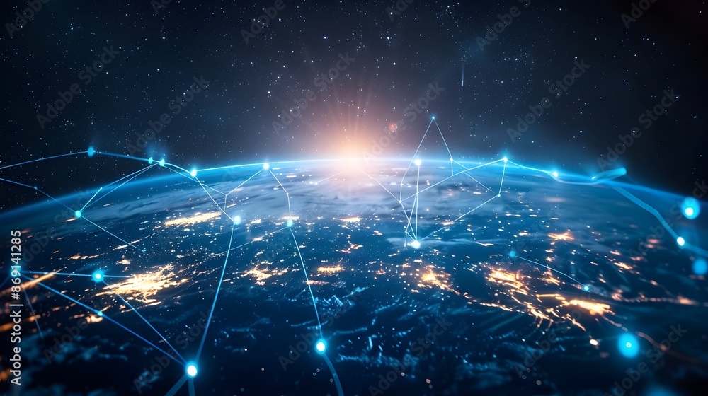 Digital Worldwide Network and Connectivity Concept on Earth Globe with Illuminating Cyber Technology Digital Worldwide Network and Connectivity Concept on Earth Globe with Illuminating Cyber Technology