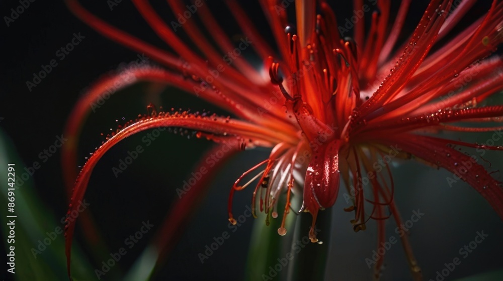 Close-up a red spider lily flower Close-up a red spider lily flower