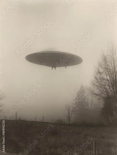 UFO flying in the sky.