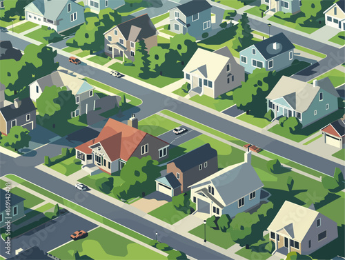 Animated Suburban Neighborhood: A Quaint and Welcoming Community for Families