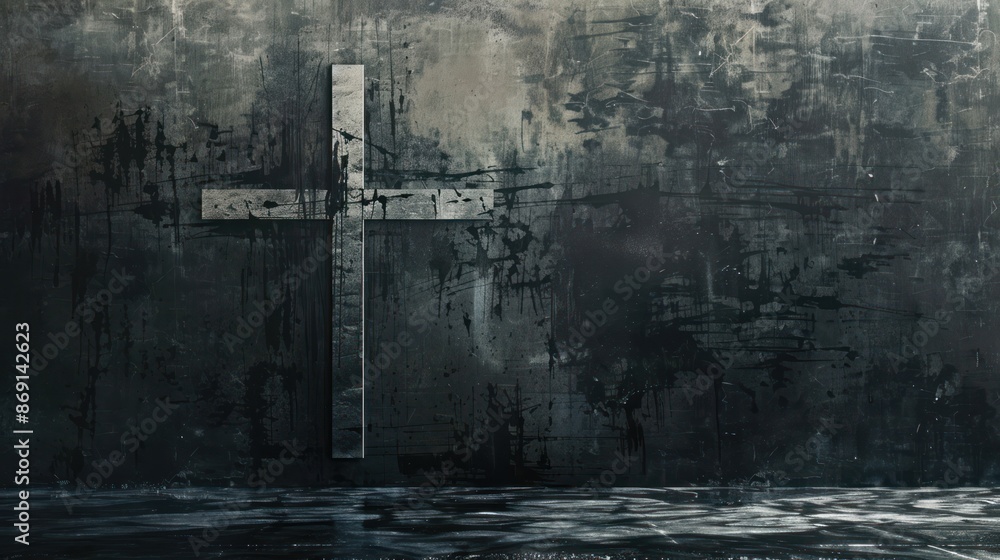 Grungy Cross on a Weathered Wall Grungy Cross on a Weathered Wall