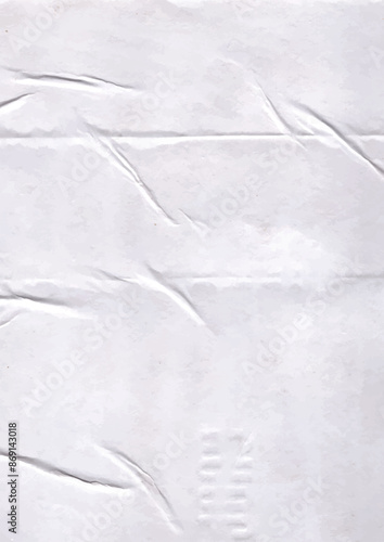 Glued paper. Wrinkled overlay poster template set. Vector Realistic wet wrinkled posters mockup