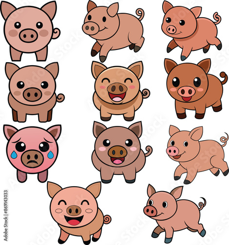 Domestic Pig  flat design ,animal vector design