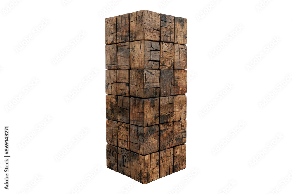 Wooden block tower isolated on transparent background Wooden block tower isolated on transparent background