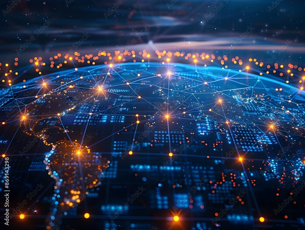 Global Digital Network and Interconnected Cyber Technology Concept Global Digital Network and Interconnected Cyber Technology Concept