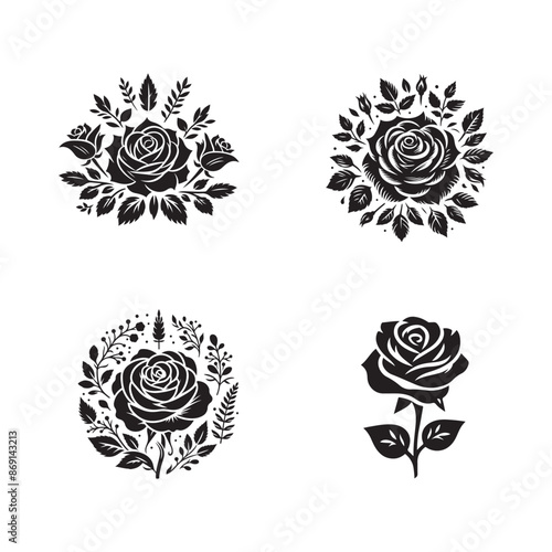 Silhouette Flower art black color only