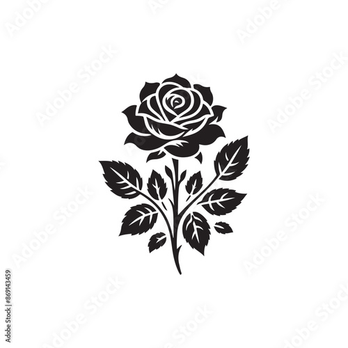 Silhouette Flower art black color only