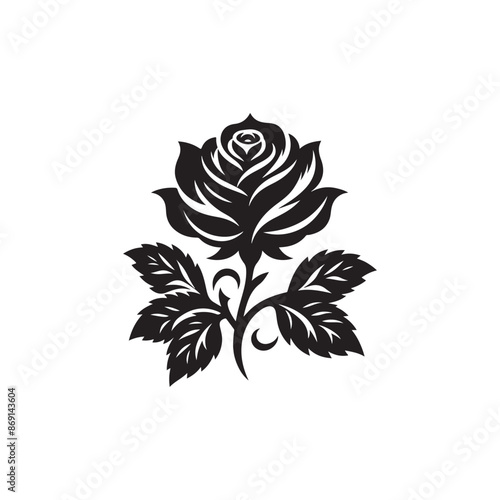 Silhouette Flower art black color only