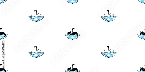 cat seamless pattern sky umbrella kitten calico neko vector pet cartoon doodle tile background gift wrapping paper repeat wallpaper scarf isolated illustration design