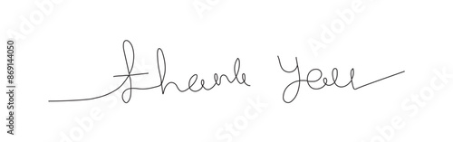 hand drawn Thank you. one line lettering isolated on white background. Usable for greeting cards, poster, banners, gifts