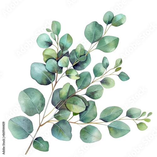 green eucalyptus leaves and branches - 1