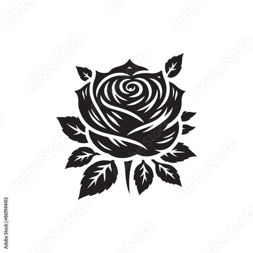 Silhouette Flower art black color only