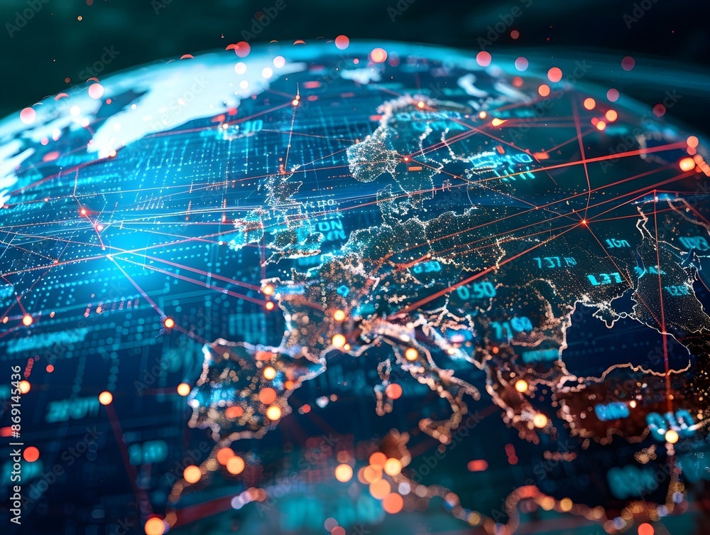 Digital World Globe Representing Global Network and Cyber Technology Connectivity Digital World Globe Representing Global Network and Cyber Technology Connectivity