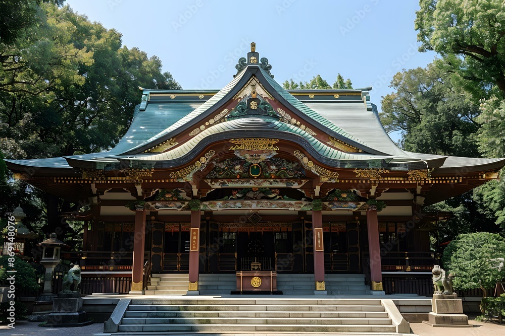 Traditional Japanese Shrine Architecture with Ornate Details Traditional Japanese Shrine Architecture with Ornate Details