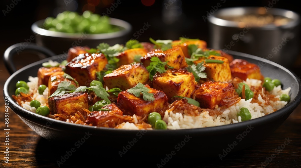 a pan of food with rice and vegetables on it a pan of food with rice and vegetables on it