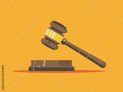 Flat Style Auctioneer's Gavel Symbolizes Finality: Animated Illustration