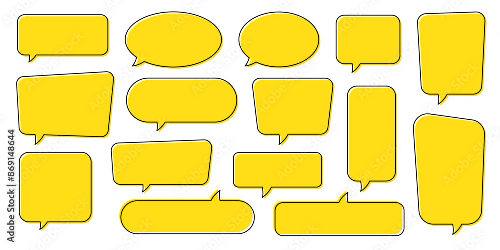 Obraz premium Chat bubble in yellow, quote background, Speech bubble, message box set.