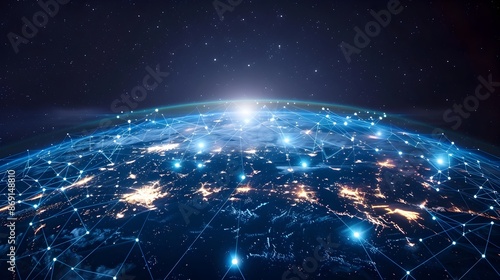 Digital World Globe Concept of Global Network and Cyber Connectivity Technology for Data Transfer