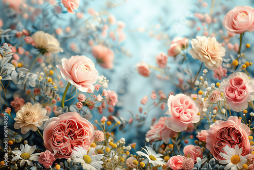 Wallpaper Mural Maternity backdrop, wedding backdrop, photography background with delicate flowers and vintage wall. Torontodigital.ca