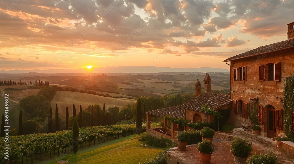 Fototapeta premium Sunset over the Tuscan hills
