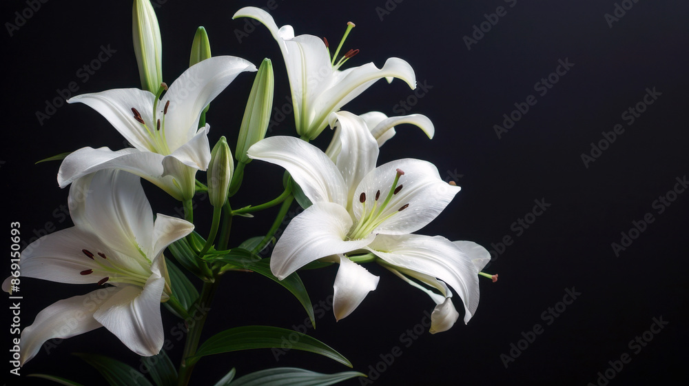 Naklejka premium Lilies flower on black background