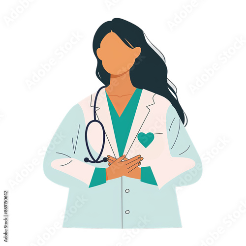 illustartion of a female doctor with stethoscope on a transparent background. generative ai