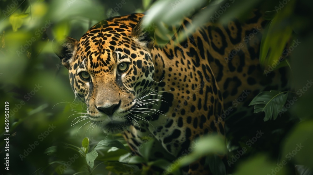 A jaguar is walking through the jungle A jaguar is walking through the jungle