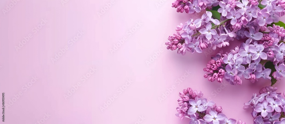 Bright blooming lilac plant with ample space for text Bright blooming lilac plant with ample space for text