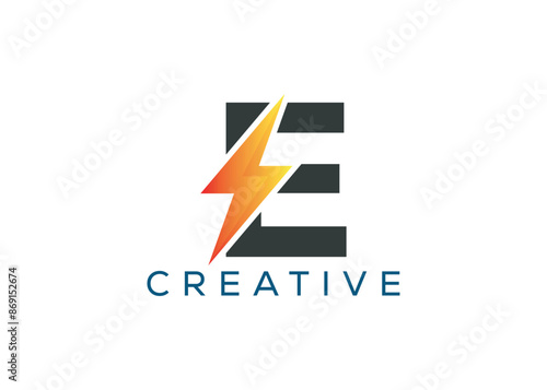 Minimal and professional Letter E thunder logo design template