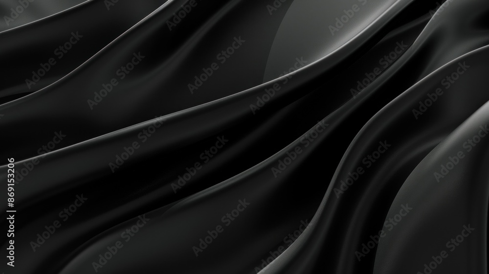 Fototapeta premium Smooth black fabric folds creating dynamic waves