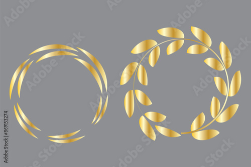 Laurel wreath victory icon set