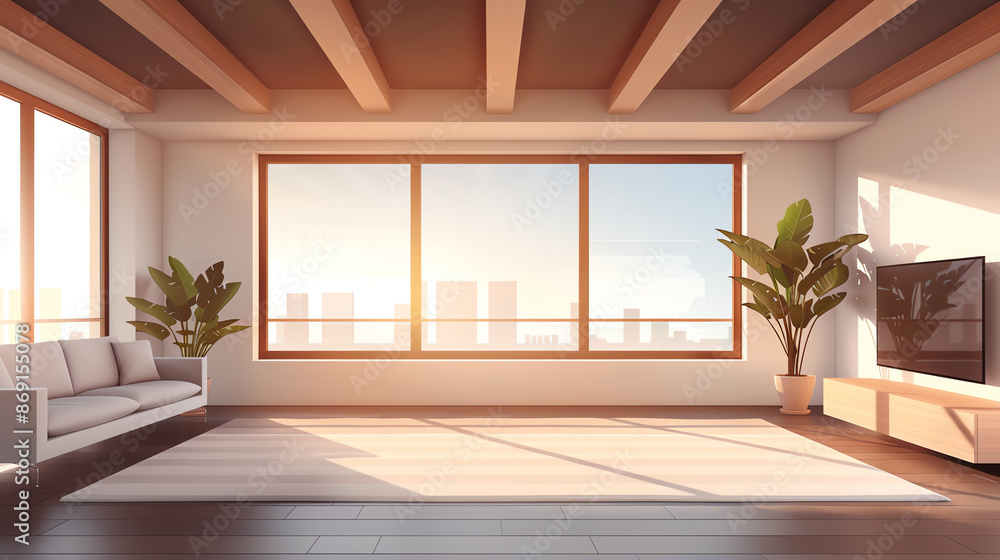 Exposed beams on ceiling, rustic interior, flat design illustration Exposed beams on ceiling, rustic interior, flat design illustration