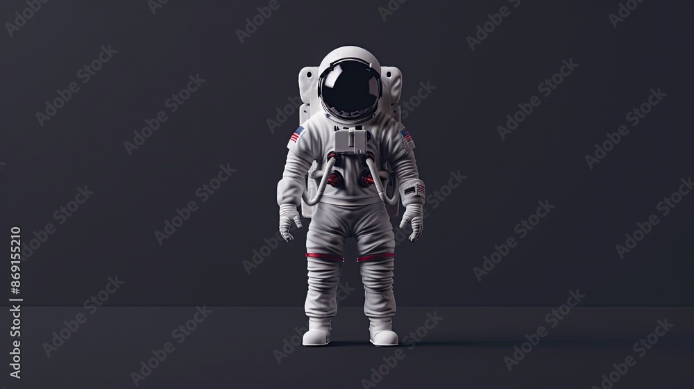 Astronaut standing in a dark room, ready for space exploration. Astronaut standing in a dark room, ready for space exploration.