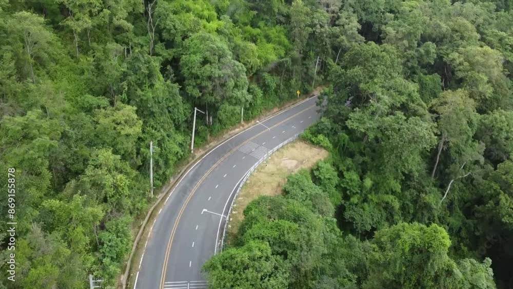 Aerial Drone View Of Roadway Through The Hills In Chiang Mai Thailand Aerial Drone View Of Roadway Through The Hills In Chiang Mai Thailand