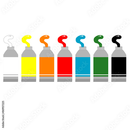 絵の具　チューブ　セット　カラフル　アート　アイコン　イラスト