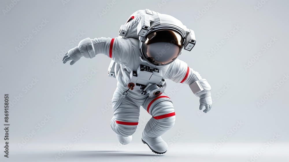 Astronaut in a white space suit floating in space. Astronaut in a white space suit floating in space.