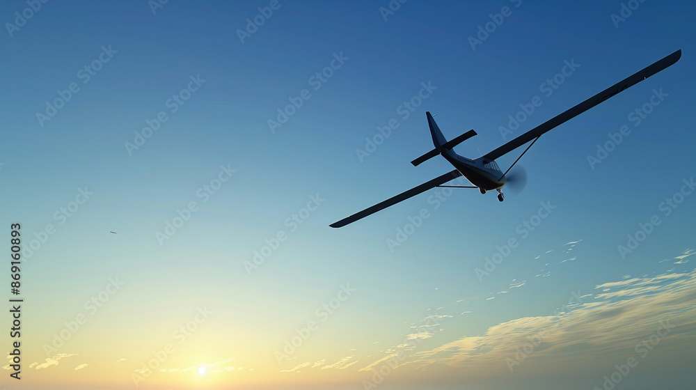 Obraz premium Soaring High: A Sailplane Pilot Harnessing Thermals in the Vast Blue Sky