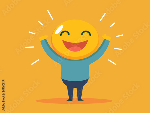 Animated Joyful Success: A Captivating Smile in Vibrant Flat Style