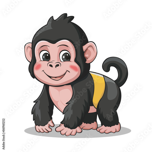 Cartoonish Editable Gorilla Illustration Fun and Playful Animal Art
