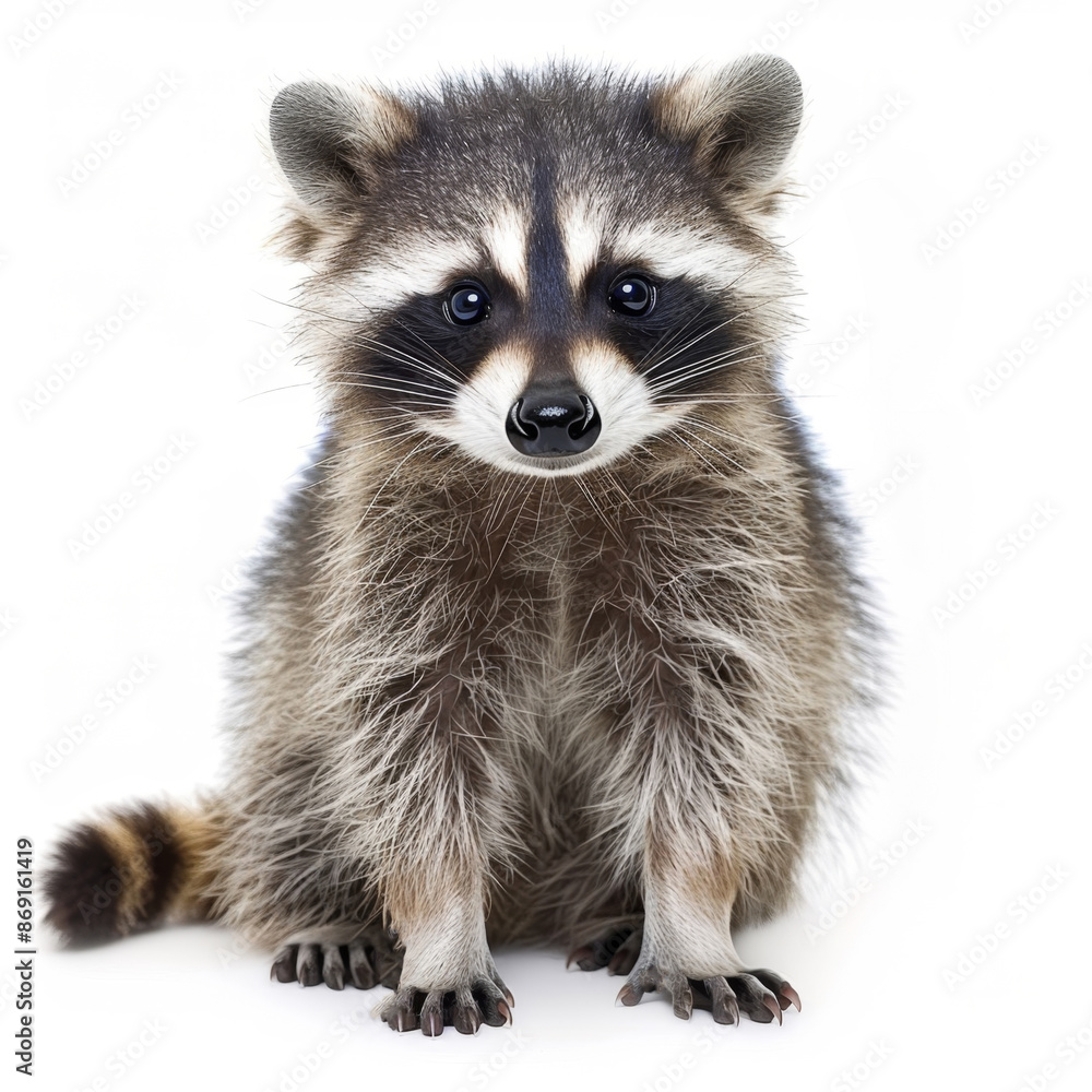 close up of a raccoon isolated on white background close up of a raccoon isolated on white background