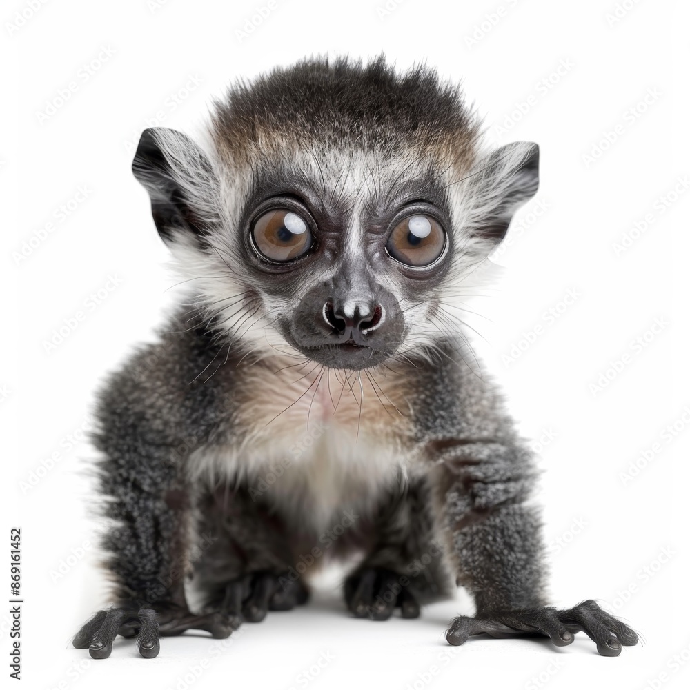 close up of a lemur sitting on white close up of a lemur sitting on white