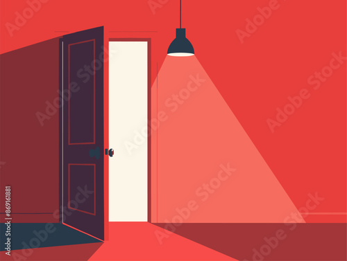 Animated Doorway to A Future Full of Bright Promise: A Flat Style Vector Illustration with Complex Details
