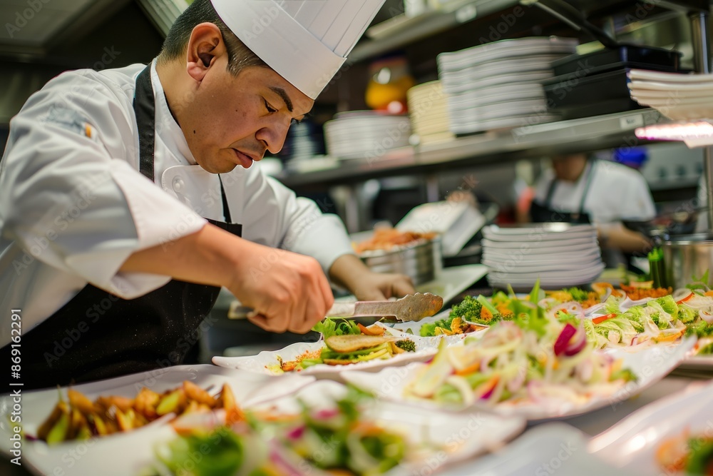 Professional Photography of Chef Catering Events, highlighting the chef's preparation of gourmet meals for special occasions, Generative AI Professional Photography of Chef Catering Events, highlighting the chef's preparation of gourmet meals for special occasions, Generative AI