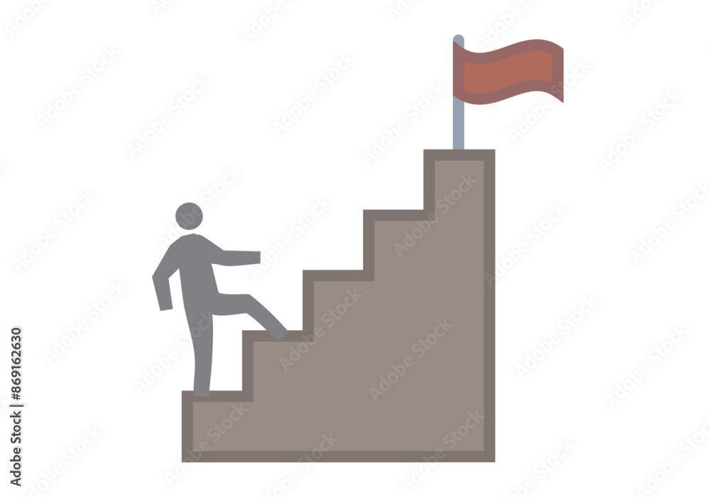 Persona subiendo escalera hacia la meta Persona subiendo escalera hacia la meta