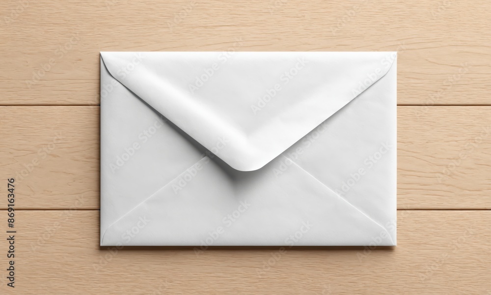 White envelope on wooden surface White envelope on wooden surface