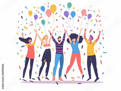 Animated Collective Celebration: Joyful Group's Triumphant Moment