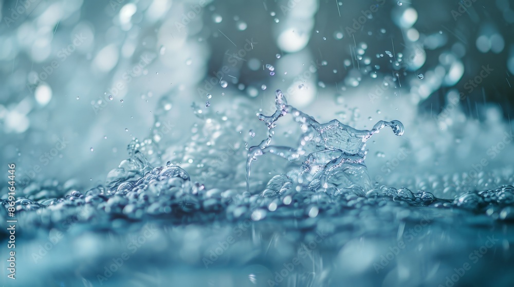 Water droplets splash and create a mesmerizing pattern on a still surface. Water droplets splash and create a mesmerizing pattern on a still surface.